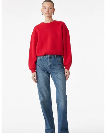 Bluza lejera de trening cu decolteu la baza gatului, Rosu