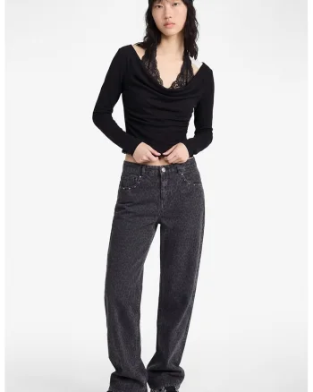 Bluza cu model petrecut, Negru
