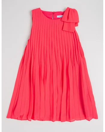 Rochie cu pliseu si funda, Fucsia