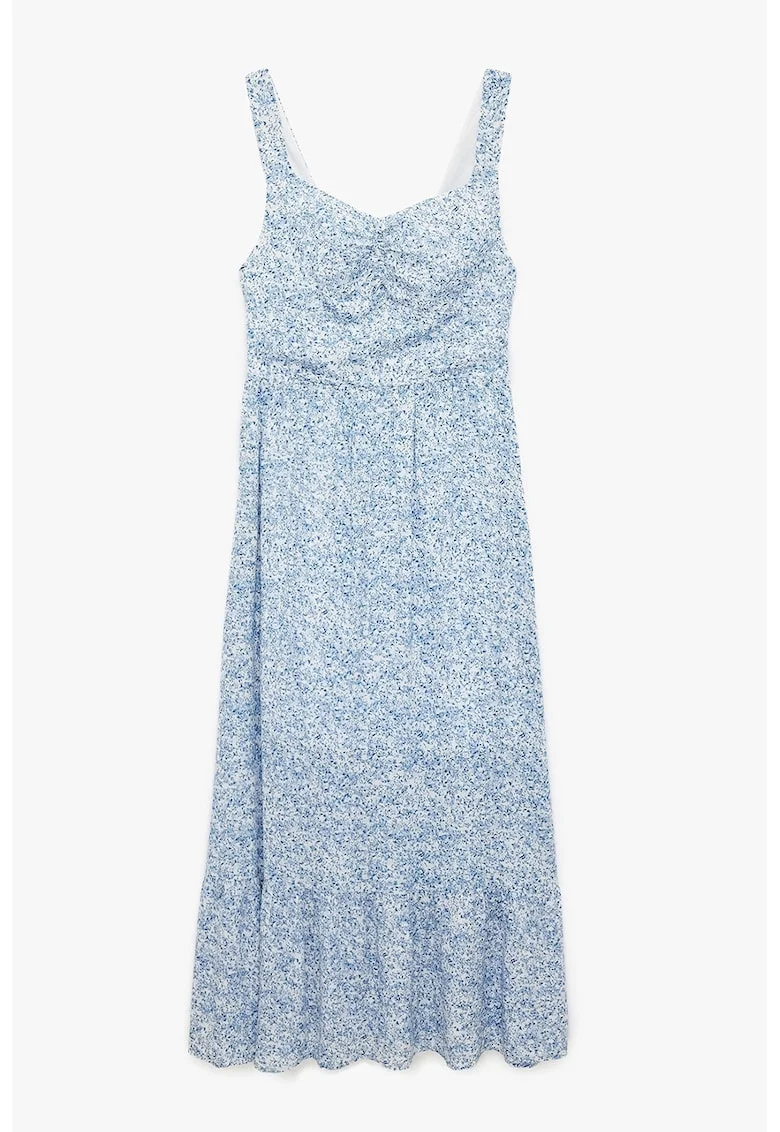 Rochie midi cu model floral, Alb/Albastru