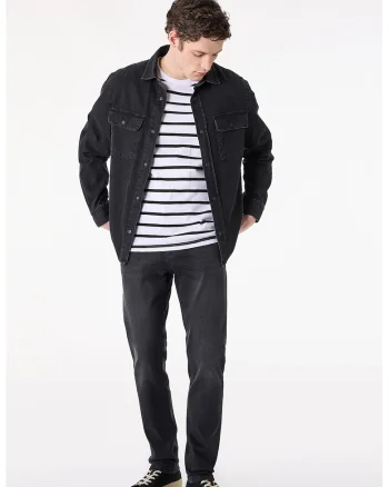Blugi slim fit cu aspect decolorat, Negru