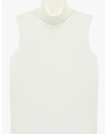 Bluza uni cu guler inalt, Alb fildes
