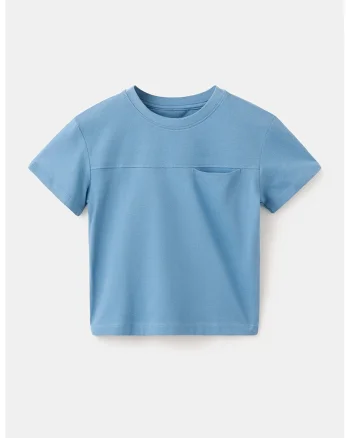 Tricou din bumbac cu buzunar pe piept, Alb/Albastru deschis