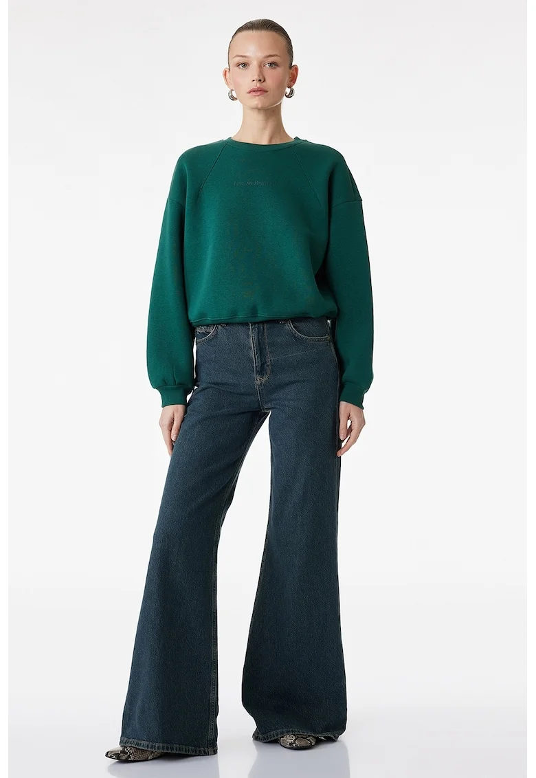 Bluza lejera de trening cu decolteu la baza gatului, Verde inchis