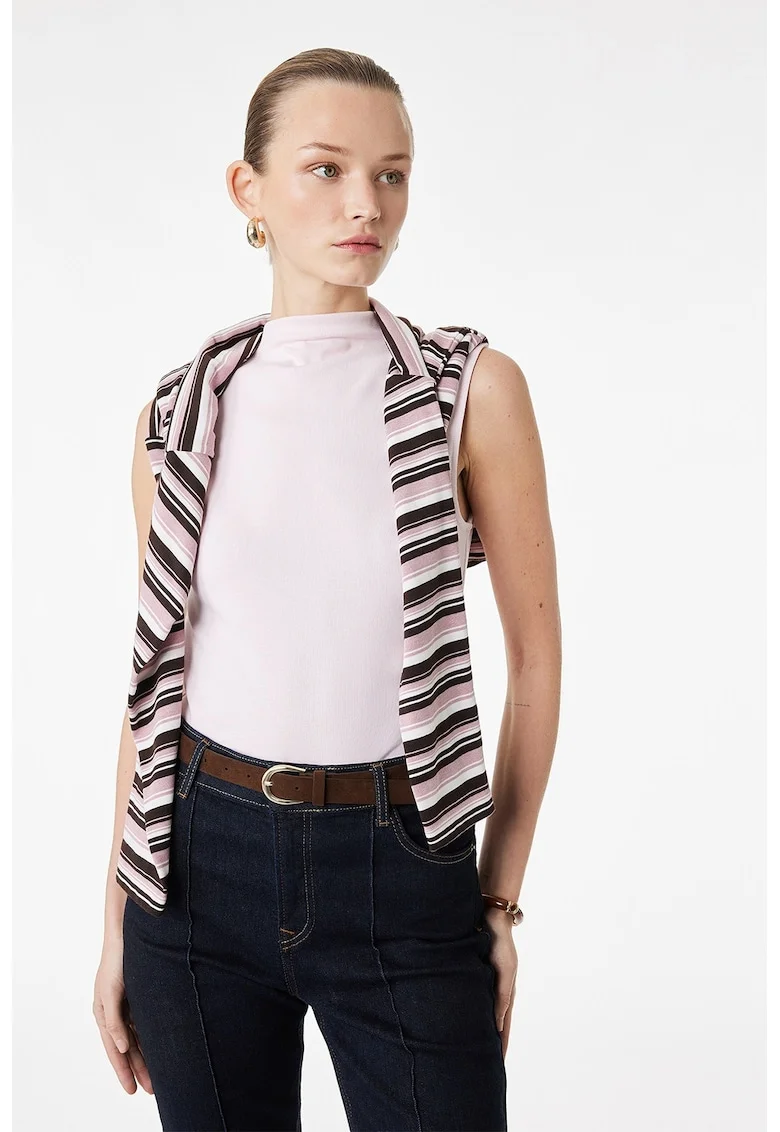Bluza uni slim fit, Roz