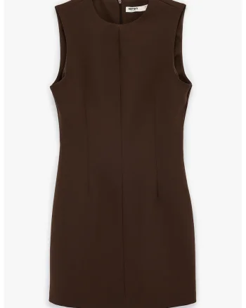 Rochie cambrata cu fermoar pe spate, Maro inchis