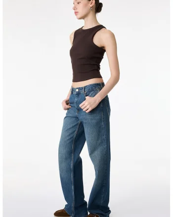 Blugi relaxed fit cu talie medie, Albastru indigo