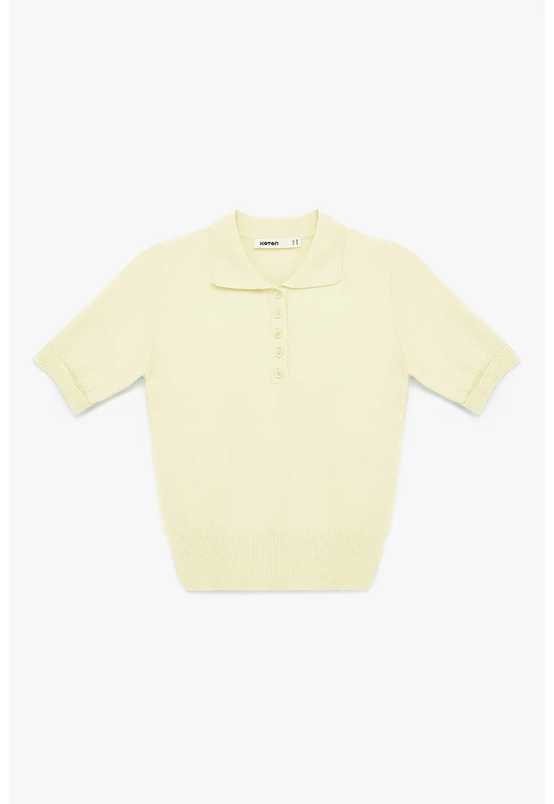 Pulover polo cu maneci scurte, Galben pai