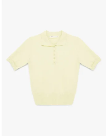 Pulover polo cu maneci scurte, Galben pai