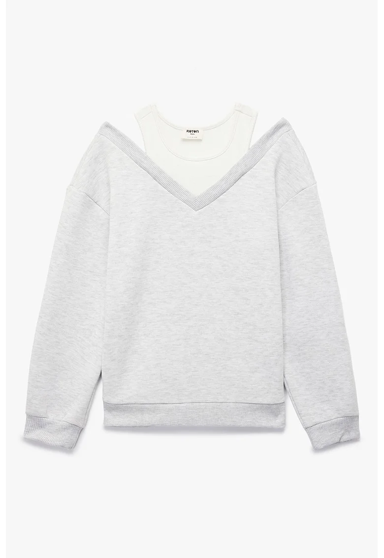 Bluza de trening cu design 2in1, Gri deschis melange