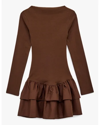Rochie scurta cu maneci lungi, Maro inchis