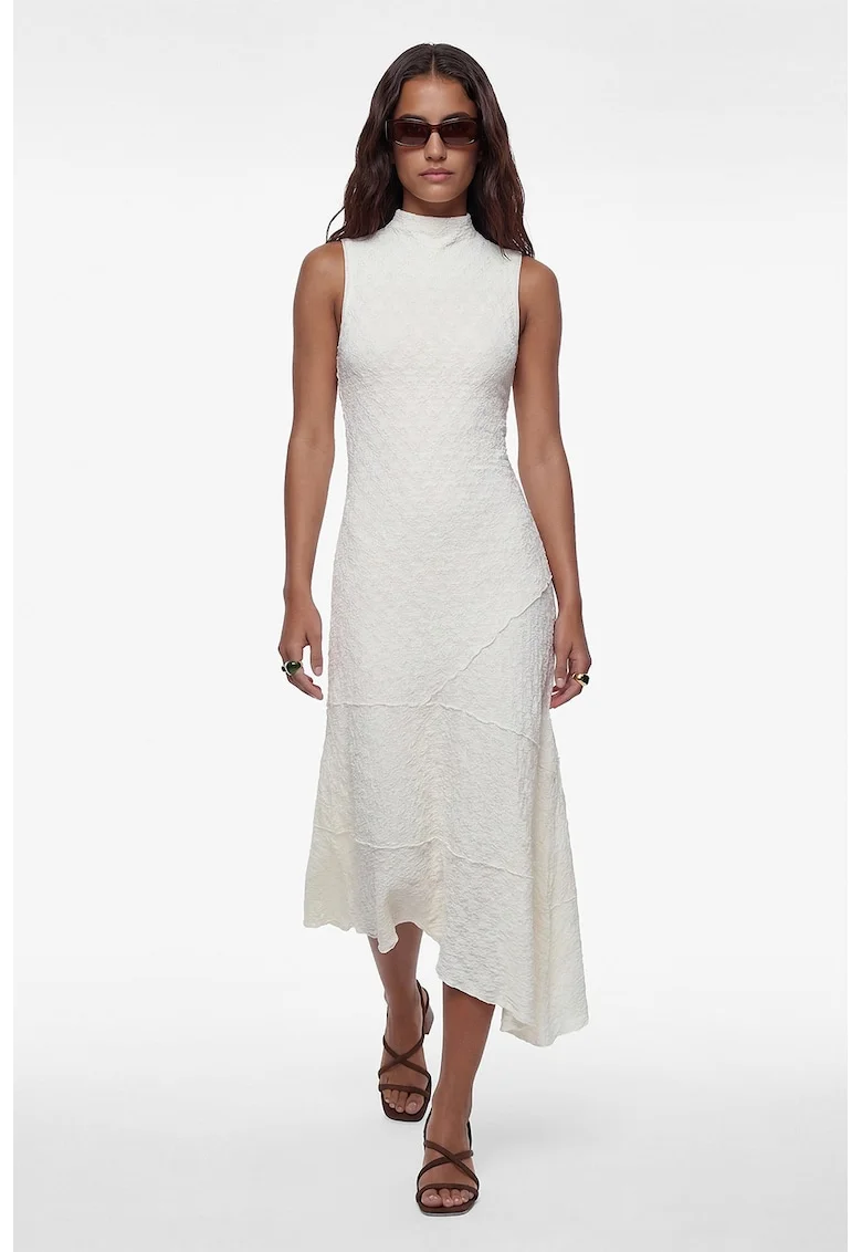 Rochie asimetrica fara maneci, Alb murdar