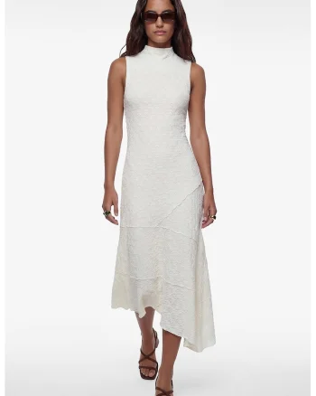 Rochie asimetrica fara maneci, Alb murdar