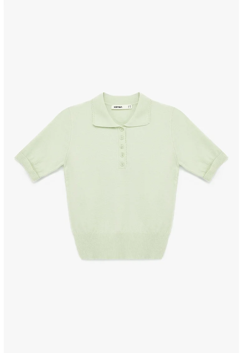 Pulover polo cu maneci scurte, Verde menta