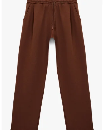 Pantaloni regular fit uni, Maro cognac