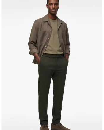 Pantaloni chino cu talie medie, Kaki inchis