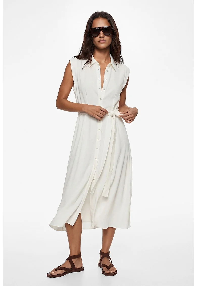 Rochie midi fara maneci, Alb murdar