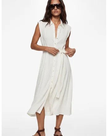 Rochie midi fara maneci, Alb murdar
