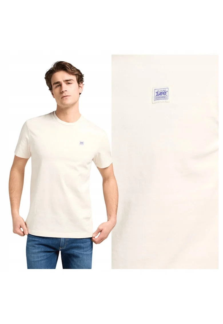Tricou Barbati,  WW Tee, Regular Fit, Decolteu Rotund, Cu Logo, Design Clasic, Maneci Scurti, Bumbac, Alb, Bej