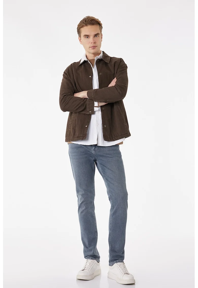 Blugi slim fit cu talie medie, Albastru prafuit
