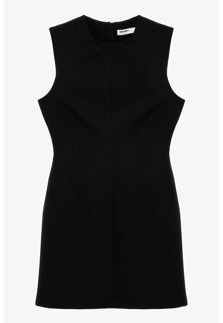 Rochie cambrata cu fermoar pe spate, Negru