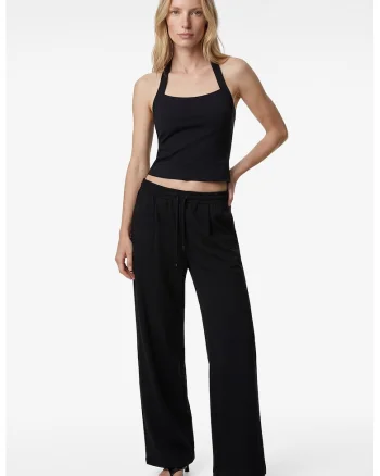 Pantaloni ampli cu snur, Negru