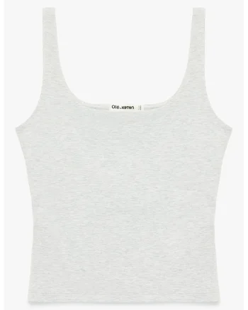 Top crop uni, Gri deschis melange