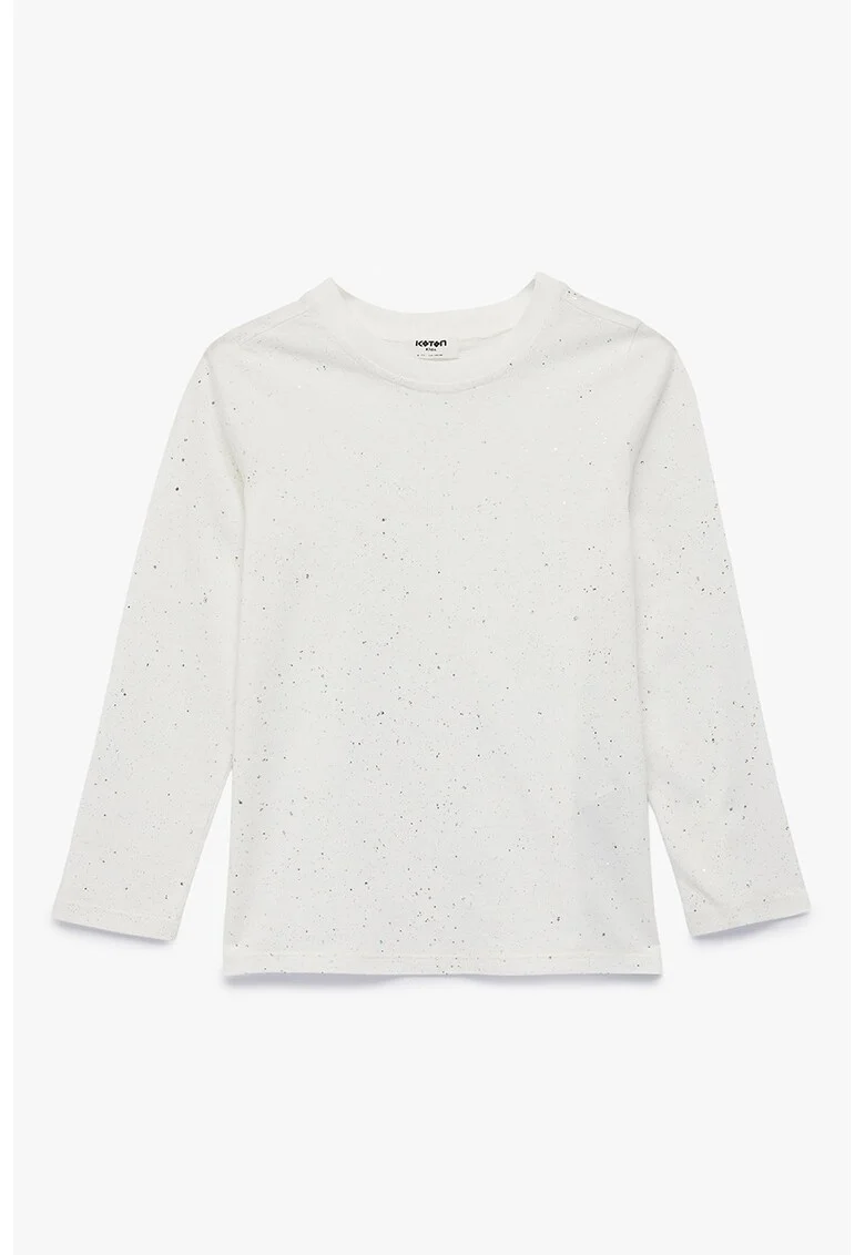 Bluza cu decolteu la baza gatului si pete decorative, Alb murdar