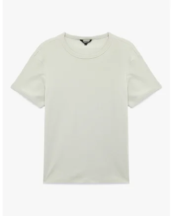 Tricou de bumbac cu decolteu la baza gatului, Gri deschis