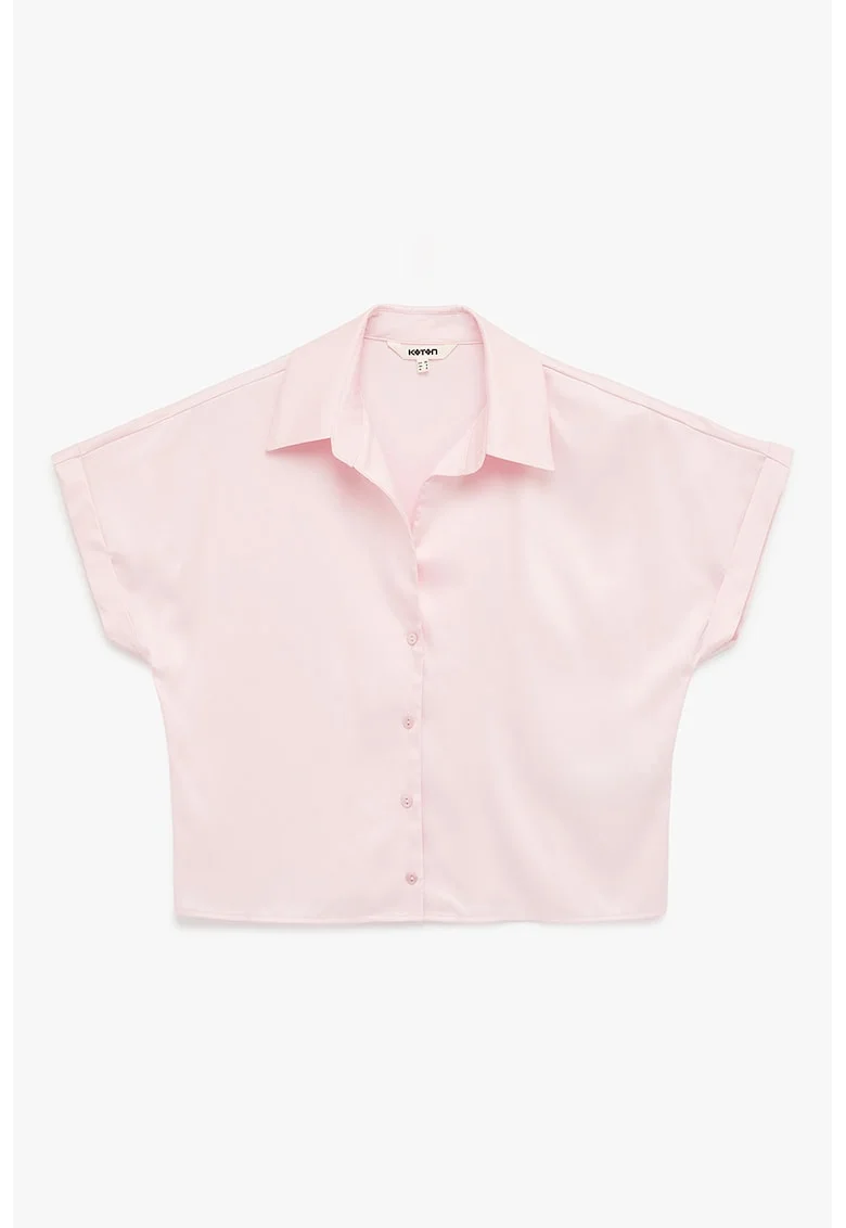 Camasa crop cu maneci cazute, Roz pal