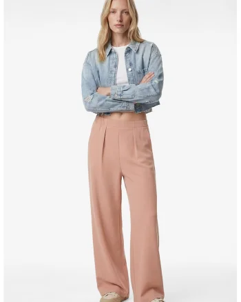 Pantaloni ampli cu talie elastica, Piersica