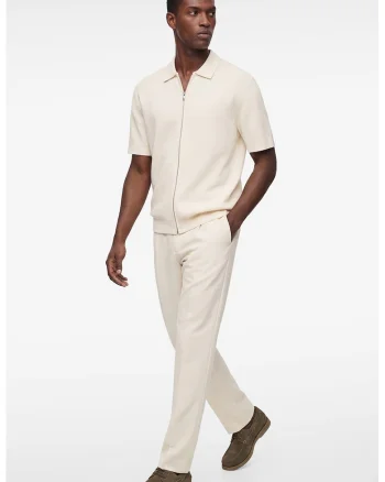 Pantaloni Chino cu croiala relaxed-fit, Crem