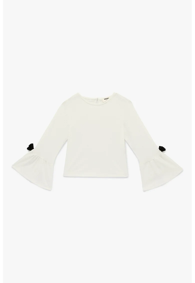 Bluza uni cu maneci tip clopot, Negru/Alb murdar
