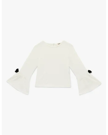 Bluza uni cu maneci tip clopot, Negru/Alb murdar