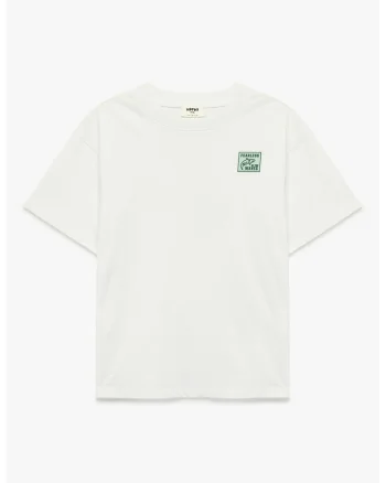Tricou de bumbac cu imprimeu text, Verde/Alb murdar