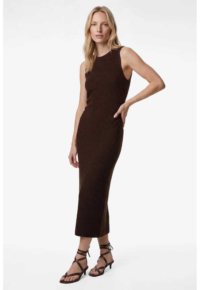 Rochie midi texturata, Maro inchis
