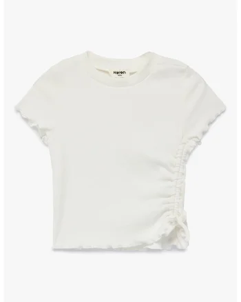 Tricou cu fronseu lateral, Alb murdar