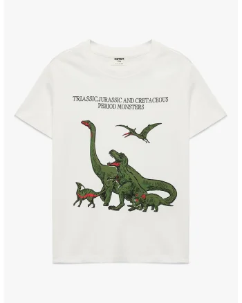 Tricou cu dinozaur, Alb/Verde