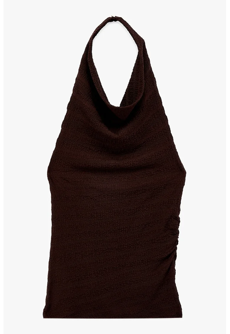 Tricou slim fit uni, Maro inchis