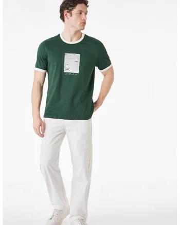 Tricou cu imprimeu foto, Alb/Verde englez