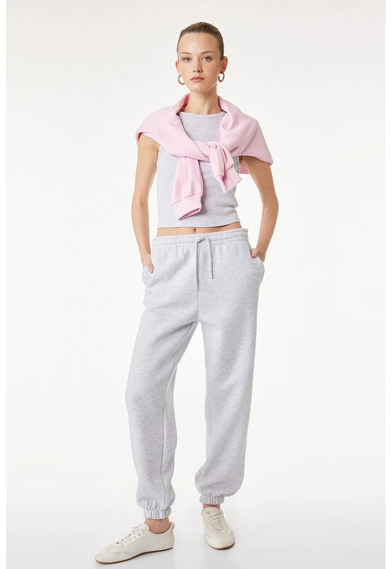 Pantaloni de trening conici, Gri deschis melange