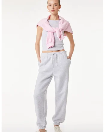 Pantaloni de trening conici, Gri deschis melange