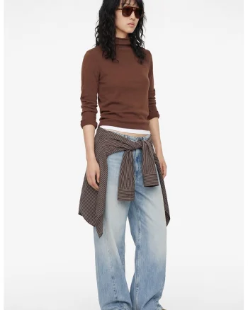 Bluza slim fit din amestec de modal, Maro