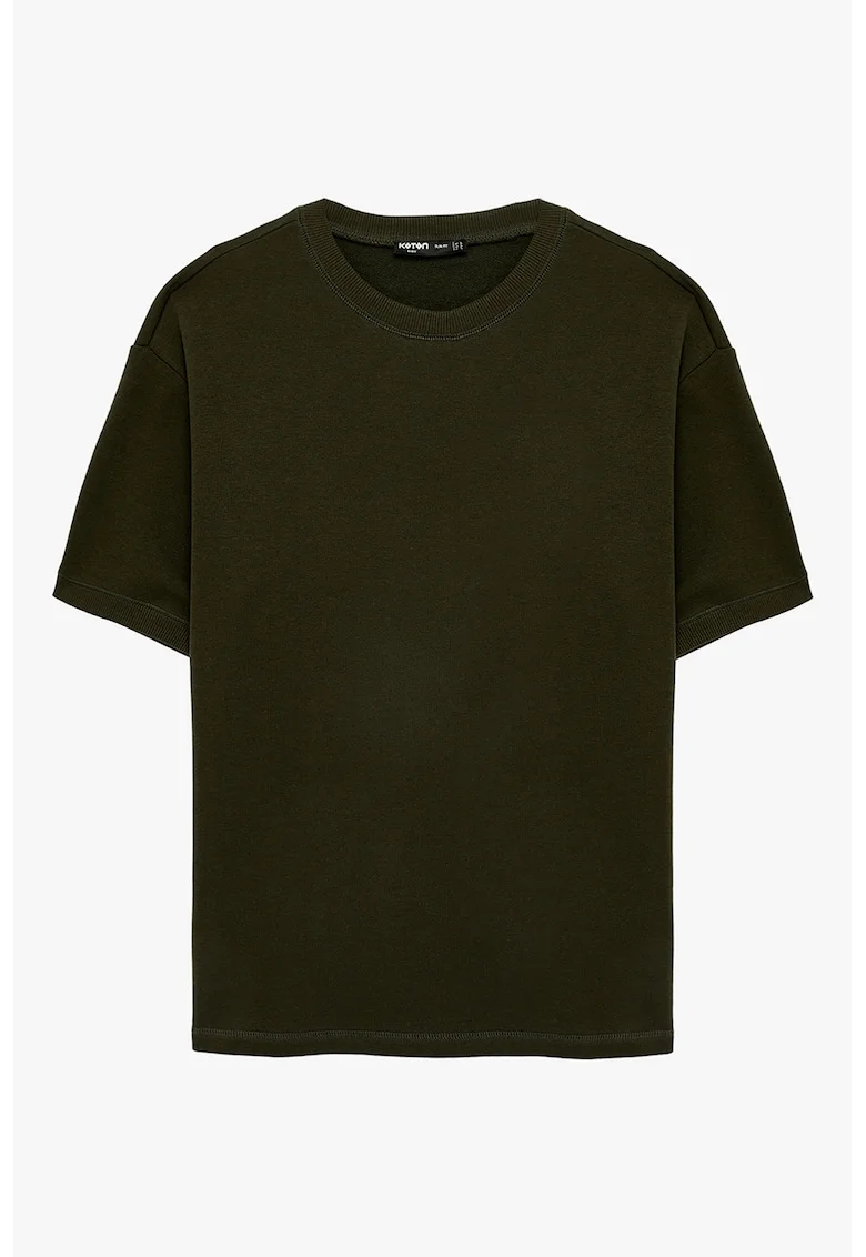 Tricou uni cu maneci cazute, Kaki inchis