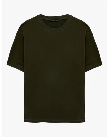 Tricou uni cu maneci cazute, Kaki inchis