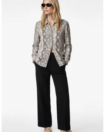 Camasa cu animal print, Bej/Negru antracit