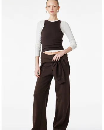 Pantaloni de trening cu croiala ampla, Maro inchis