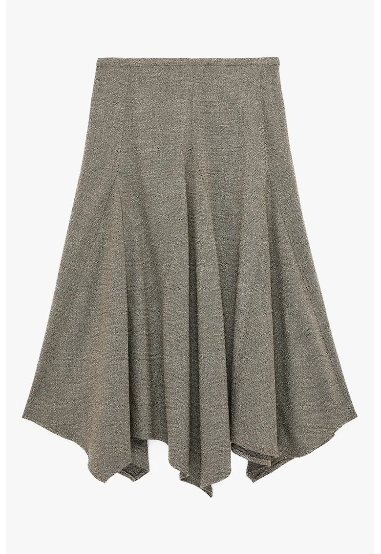 Fusta midi cu croiala pe bie, Maro taupe deschis