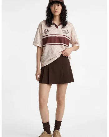 Fusta-pantalon mini cu pliuri, Maro inchis