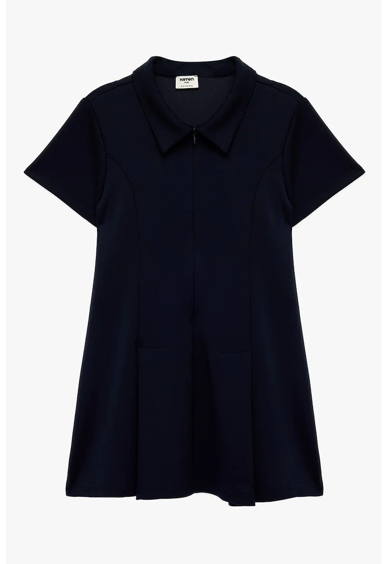Rochie mini cu guler polo, Albastru ultramarin